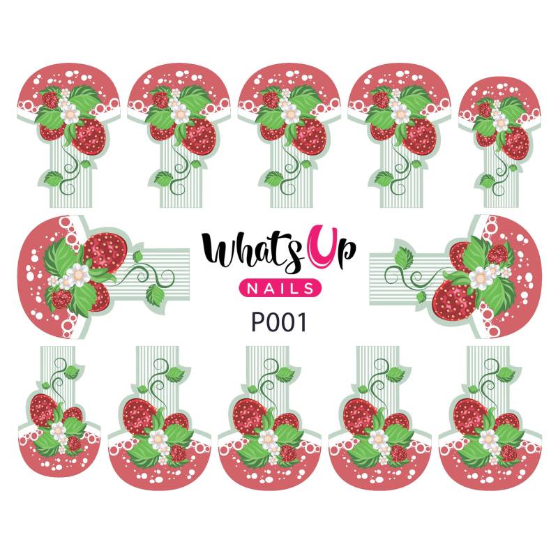 Whats Up Nails - P001 Erdbeere Fancy, White Water Decals Schieber Für Nail Art Design von Etsy - WhatsUpNails