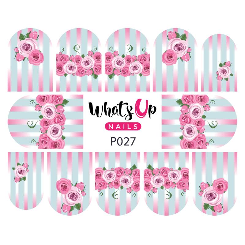 Whats Up Nails - P027 Rosa Rosen in Blüte Wasserabziehbild-Schieber Für Das Nail Art Design von Etsy - WhatsUpNails