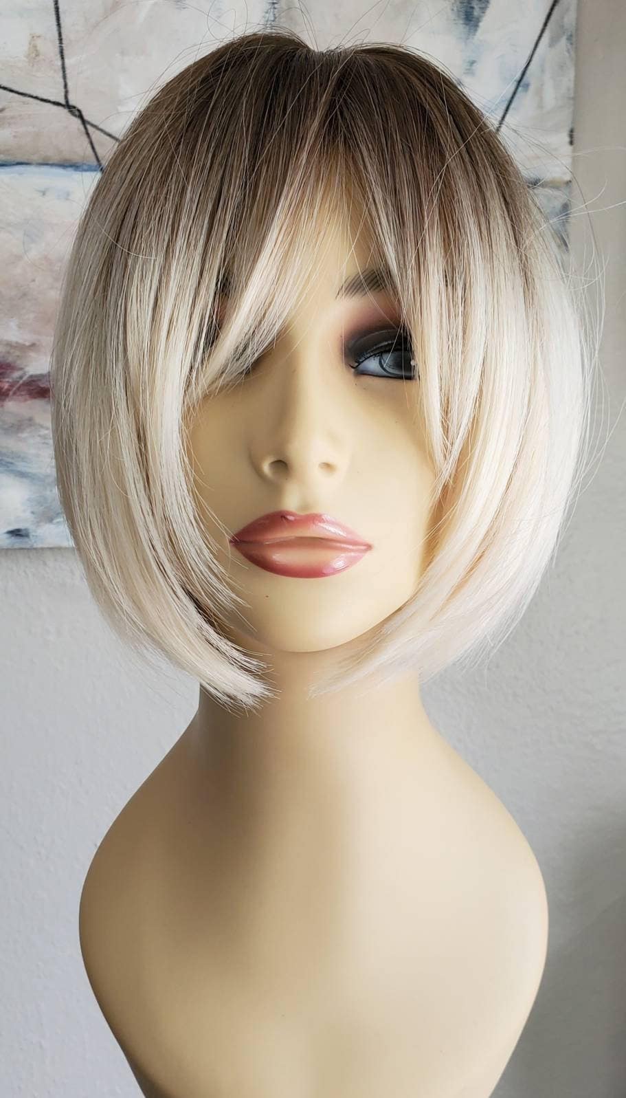 Kurze Blonde Bob-Perücke, Zotteliger Blonder Bob, Mehrdimensionale Kurze Color Melt Textured Kurzer Zottel Shag Bob-Perücke von Etsy - WigCraving