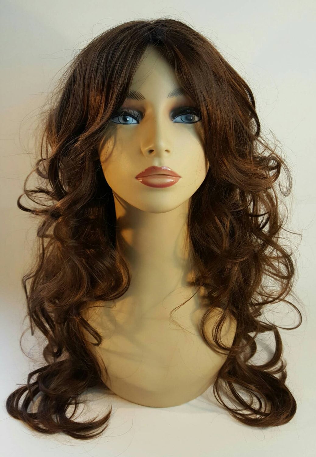 Lange Brünett Perücke, Wellige Wellenförmige Braune Perücke Ohne Knall, Perücken von Etsy - WigCraving