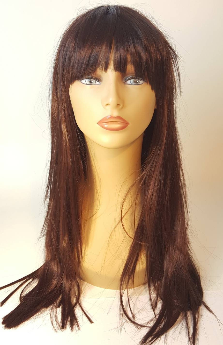 Lange Gerade Brünett Perücke Mit U Förmigen Pony, Schichten, Braune Perücke, Perücken von Etsy - WigCraving
