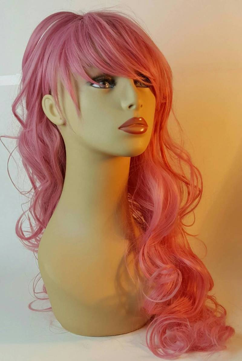 Meerjungfrau, Lange Gewellte Rosa Perücke Mit Geschwungenem Pony, Perücke, Hellrosa, Rosa, Perücken Meerjungfrau, Lange Gewellte Rosa Perücke Mit Geschwungenem Pony, Perücke, Hellrosa, Rosa, Perücken von Etsy - WigCraving