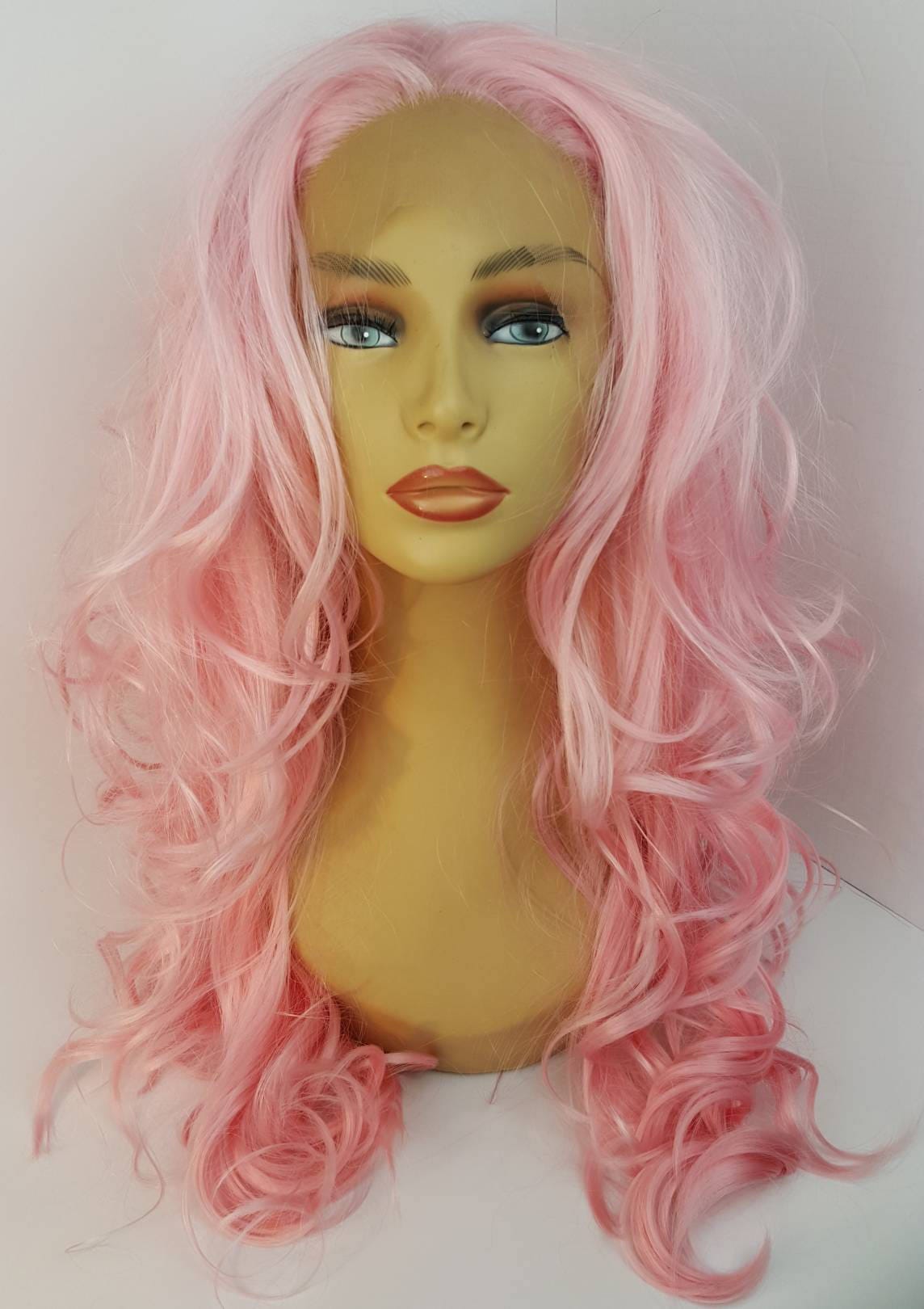 Rosa Lace Front Perücke, Lange Rosa Gewellte Strukturierte Schichten, Gesichtsrahmenschichten, Mehrteilige Optionen von Etsy - WigCraving