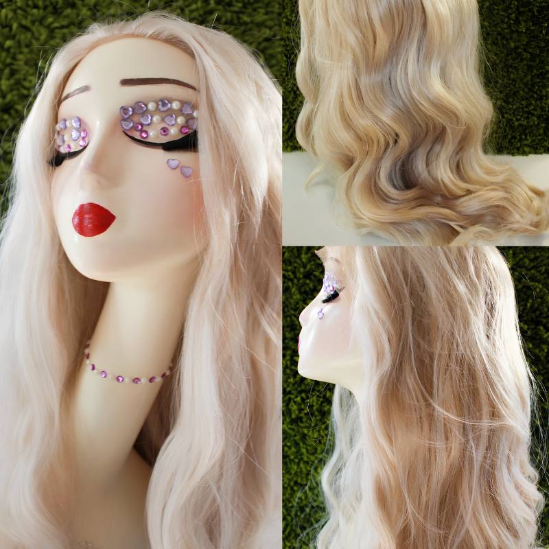 Lace Front Blonde Perücke // Ash Mixed Blond Wavy 27 "Lange Lockige Platin Perücken Für Frauen von Etsy - WigsLand