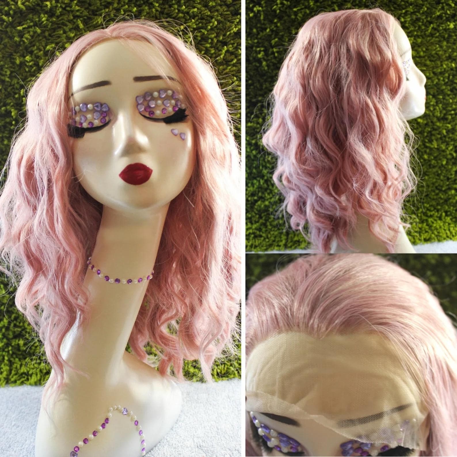Pastell Rosa Lace Front Perücke - Kurze Gewellte Kunstfaserperücke Mit Beach Waves, Cosplay & Alltagskleidung Pastell Rosa Lace Front Perücke - Kurze Gewellte Kunstfaserperücke Mit Beach Waves, Cosplay & Alltagskleidung von Etsy - WigsLand