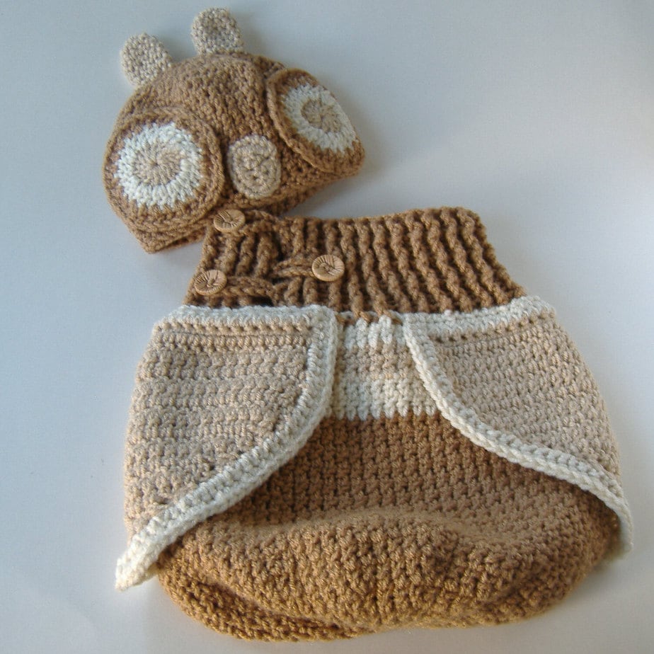 Häkeln Eulen Cocoon Set Für Baby, Waldig Hellbraun, Neutrale Farbe Outfit, Häkel Wrap, Foto Requisite Häkeln Eulen Cocoon Set Für Baby, Waldig Hellbraun, Neutrale Farbe Outfit, Häkel Wrap, Foto Requisite von Etsy - WildBeanSprouts