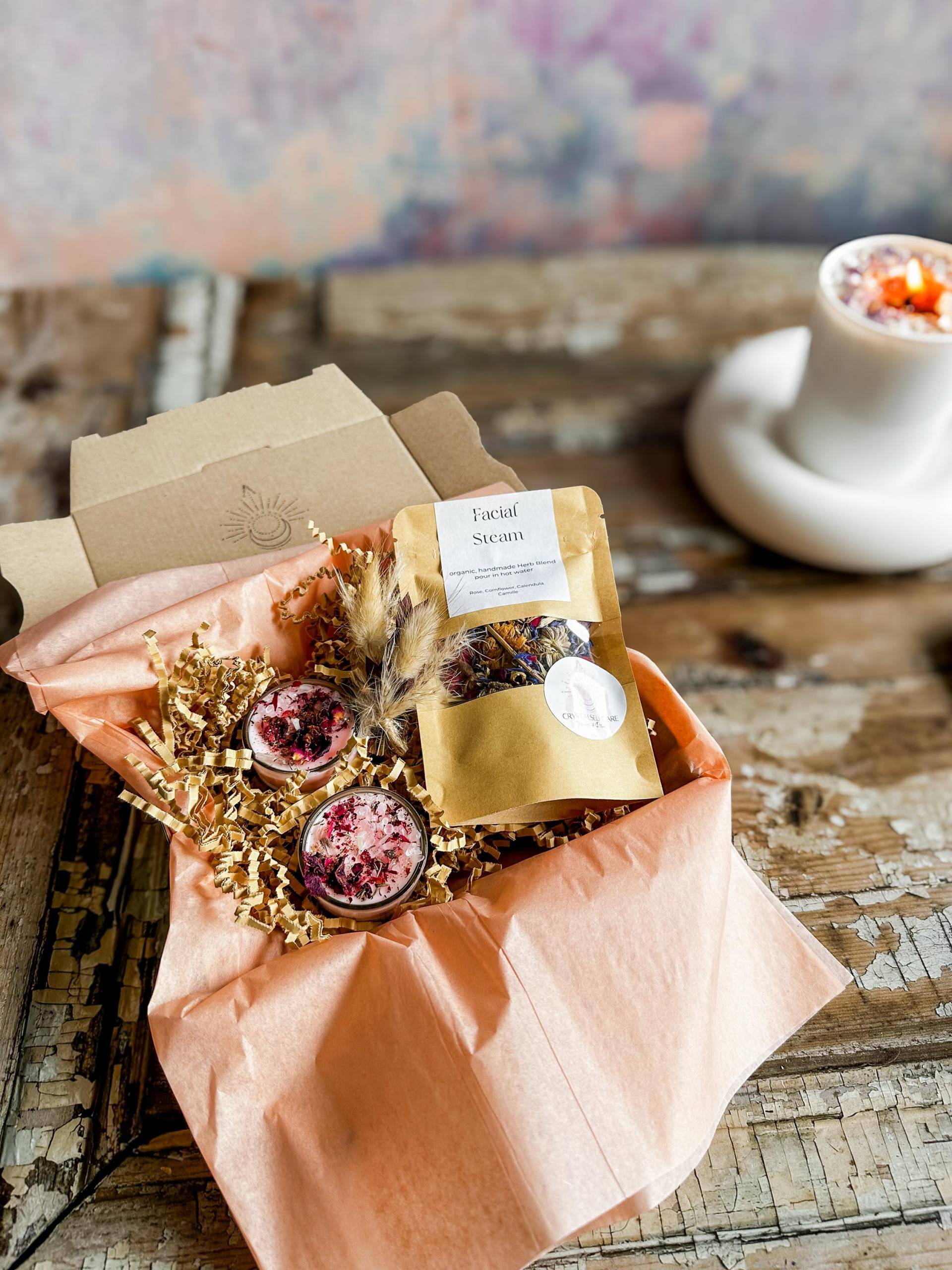 Selbstliebe Teelicht Kerzen Set Kristallkerzen Mit Facial Steam Wellness Kleinigkeit Mitbringsel Geschenk Für Mamas Gastgeschenk von Etsy - WildlyWellCo