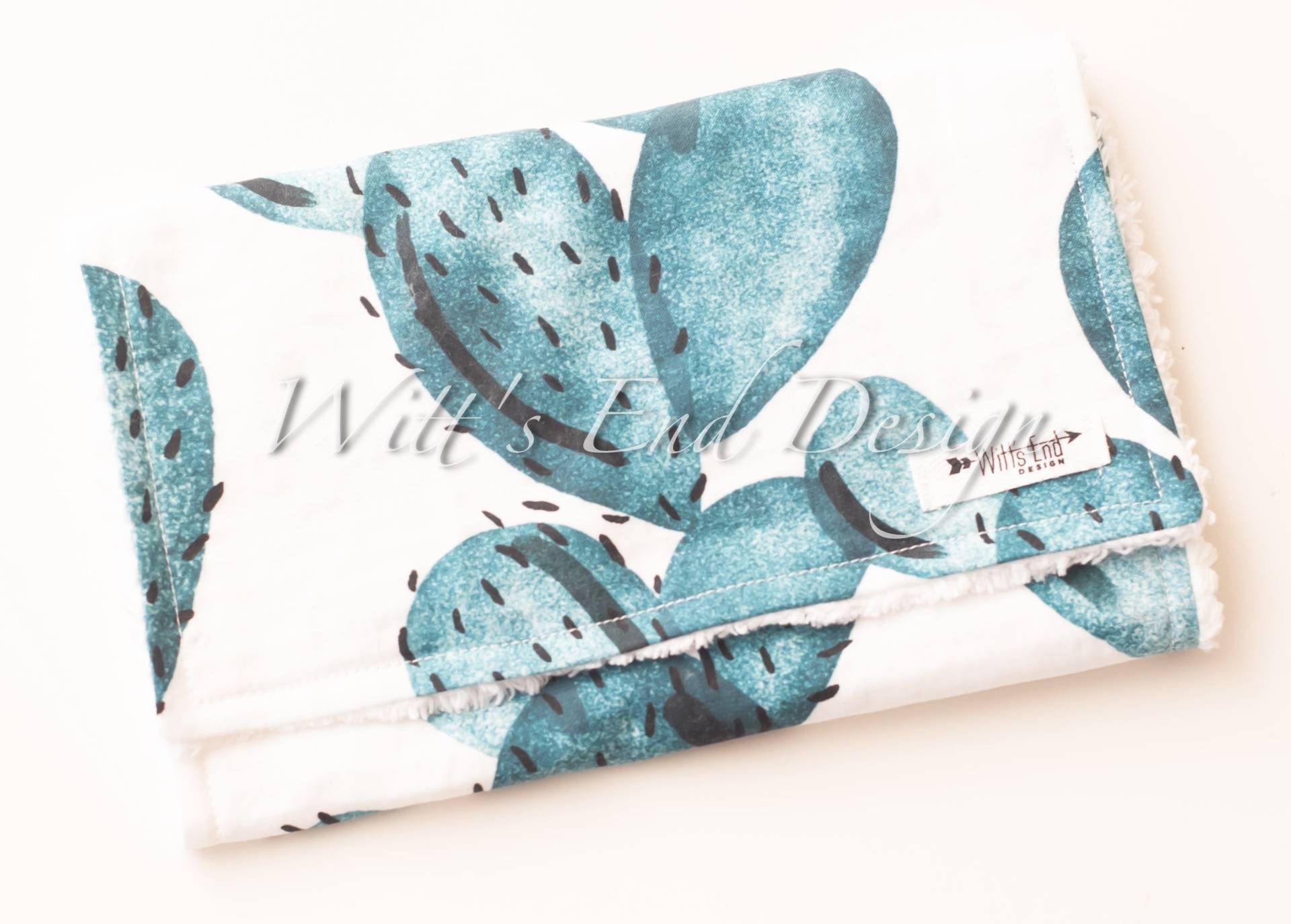 Teal Kaktus Spucktuch - Baumwolle Chenille Baby Geschenk von Etsy - WittsEndDesign