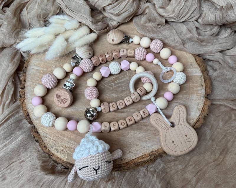 Personalisiertes Set Aus Kinderwagenkette/Schnullerkette/ Greifling von Etsy - WolkenimKopfbyCeline