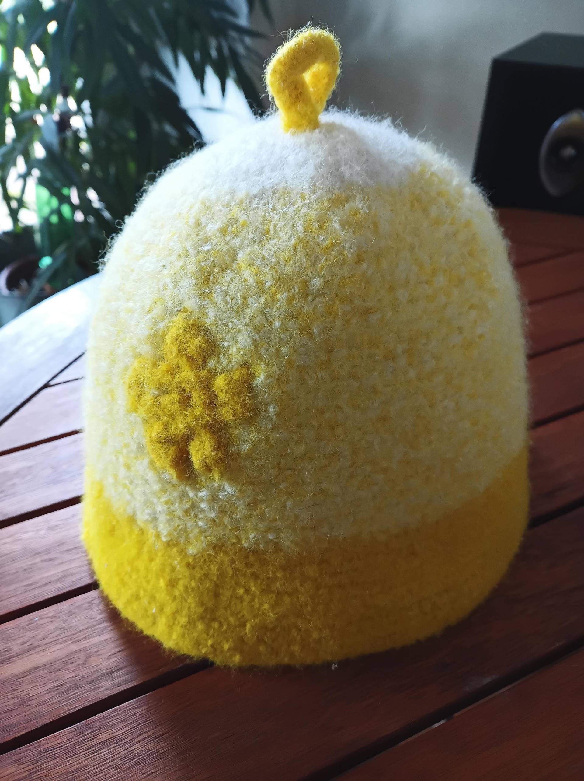 Fröhlicher Saunahut Wolle Gefilzt Gelbtöne Handarbeit von Etsy - Wolleladen