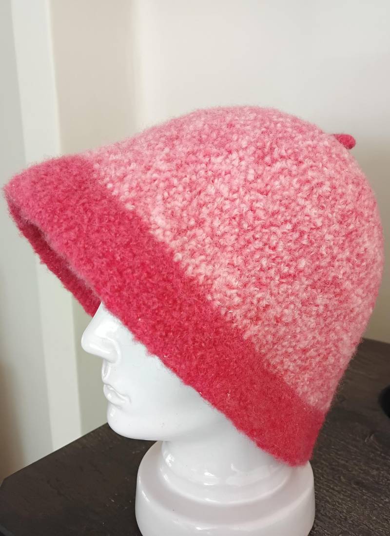 Saunahut Wolle Gefilzt Rosa/Weiß Handarbeit von Etsy - Wolleladen