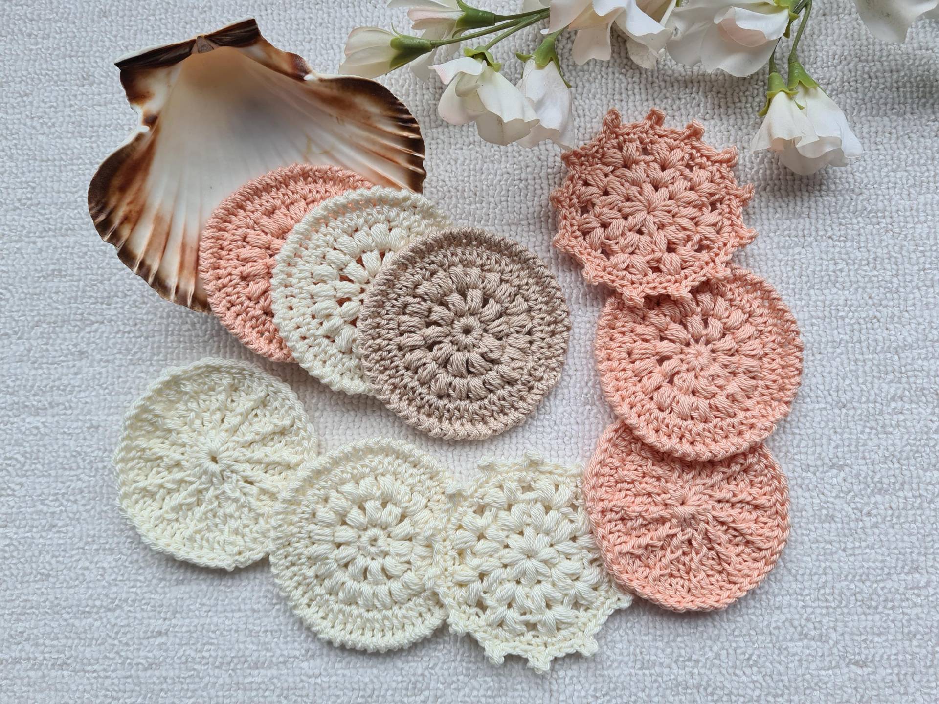 Abschminkpads/Kosmetikpads/ Peelingpads - Rund, 100% Baumwolle, 3-Er Set, Waschbar Gehäkelt von Etsy - WolligesVonPetra