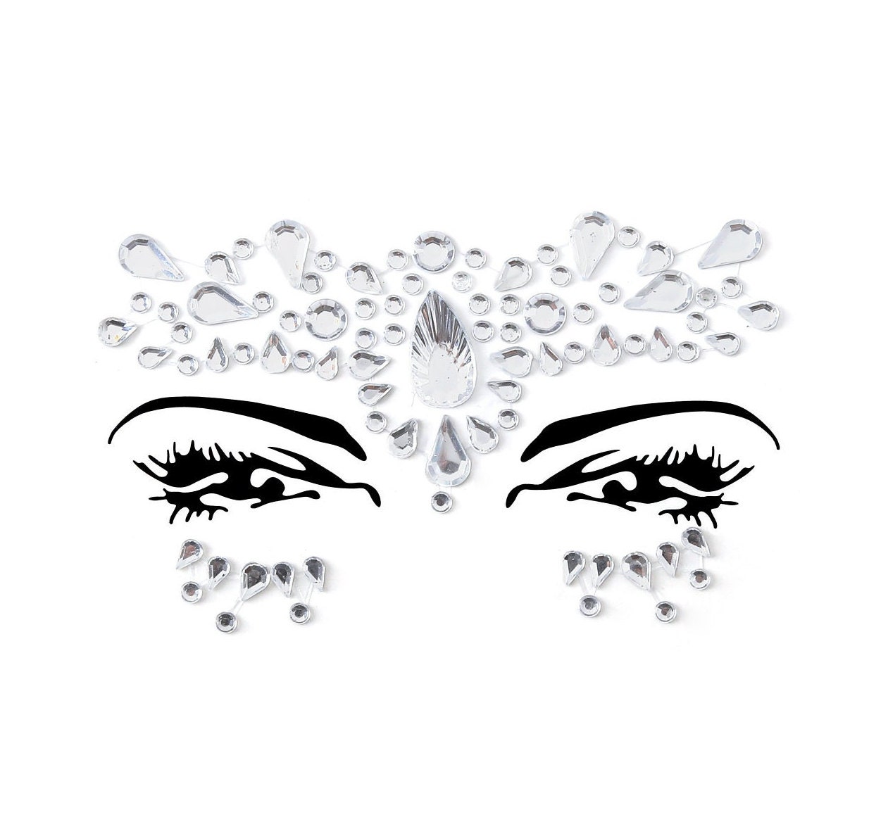 Gesicht Edelsteine Selbstklebend Glitter Juwel Tattoo Sticker Festival Rave Party Körper Make Up Gesichtsaufkleber Z1Zak026 von Etsy - WonderCatLONDON