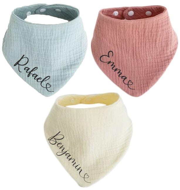 Baby Halstuch Mit Herz Namen Bestickt, Dreieckstuch Musselin, Latz Name, Sabbertuch Baby, Geschenk Geburt Taufgeschenk Mädchen von Etsy - WuffDogsworld