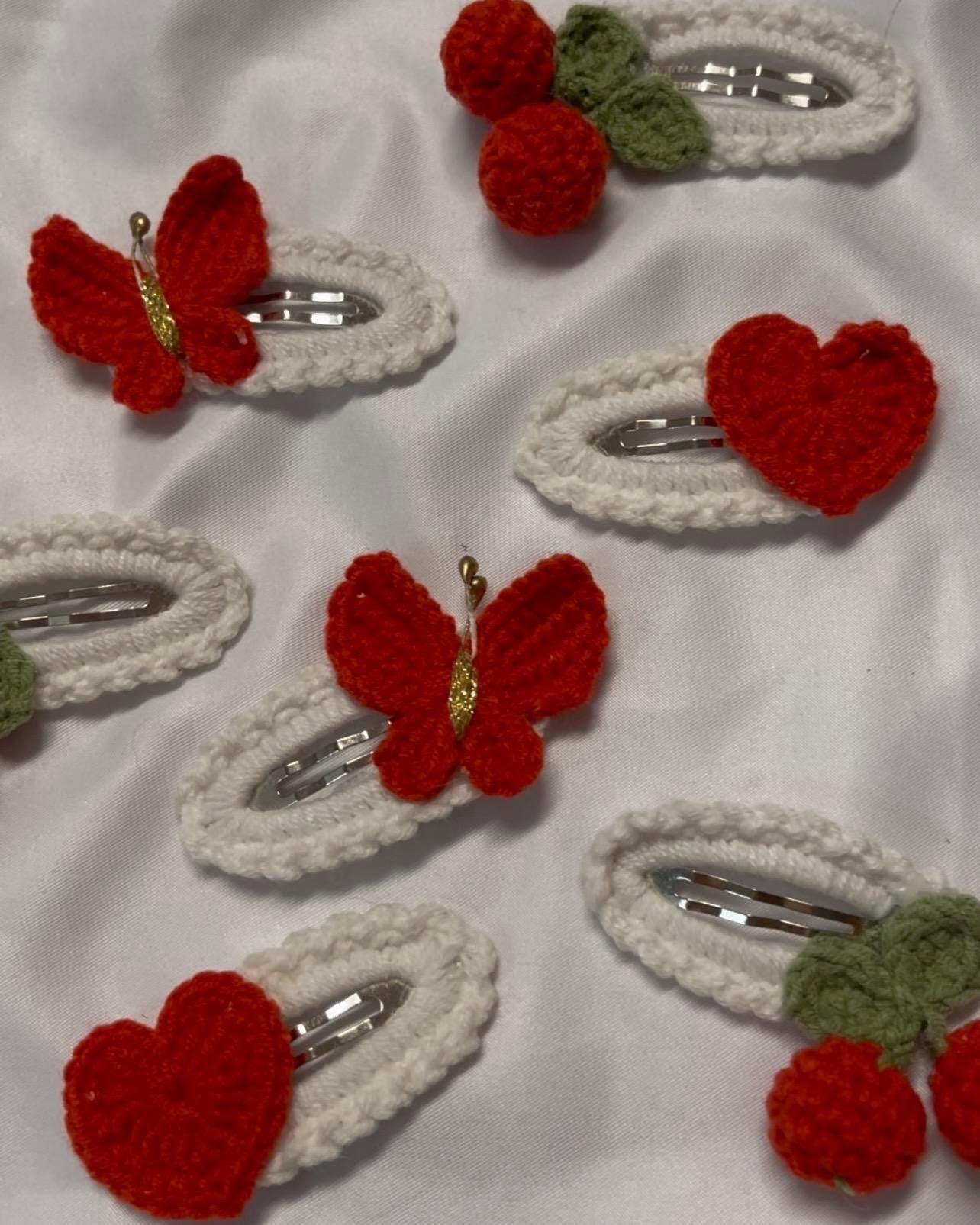 Haarspangen Gehäkelt, Häkelspangen, Handgemacht, Mädchen, Baby, Ostern, Herz, Schmetterling, Kirschen Handmade Haarspangen Gehäkelt, Häkelspangen, Handgemacht, Mädchen, Baby, Ostern, Herz, Schmetterling, Kirschen Handmade von Etsy - WunderherzchenbyAnja