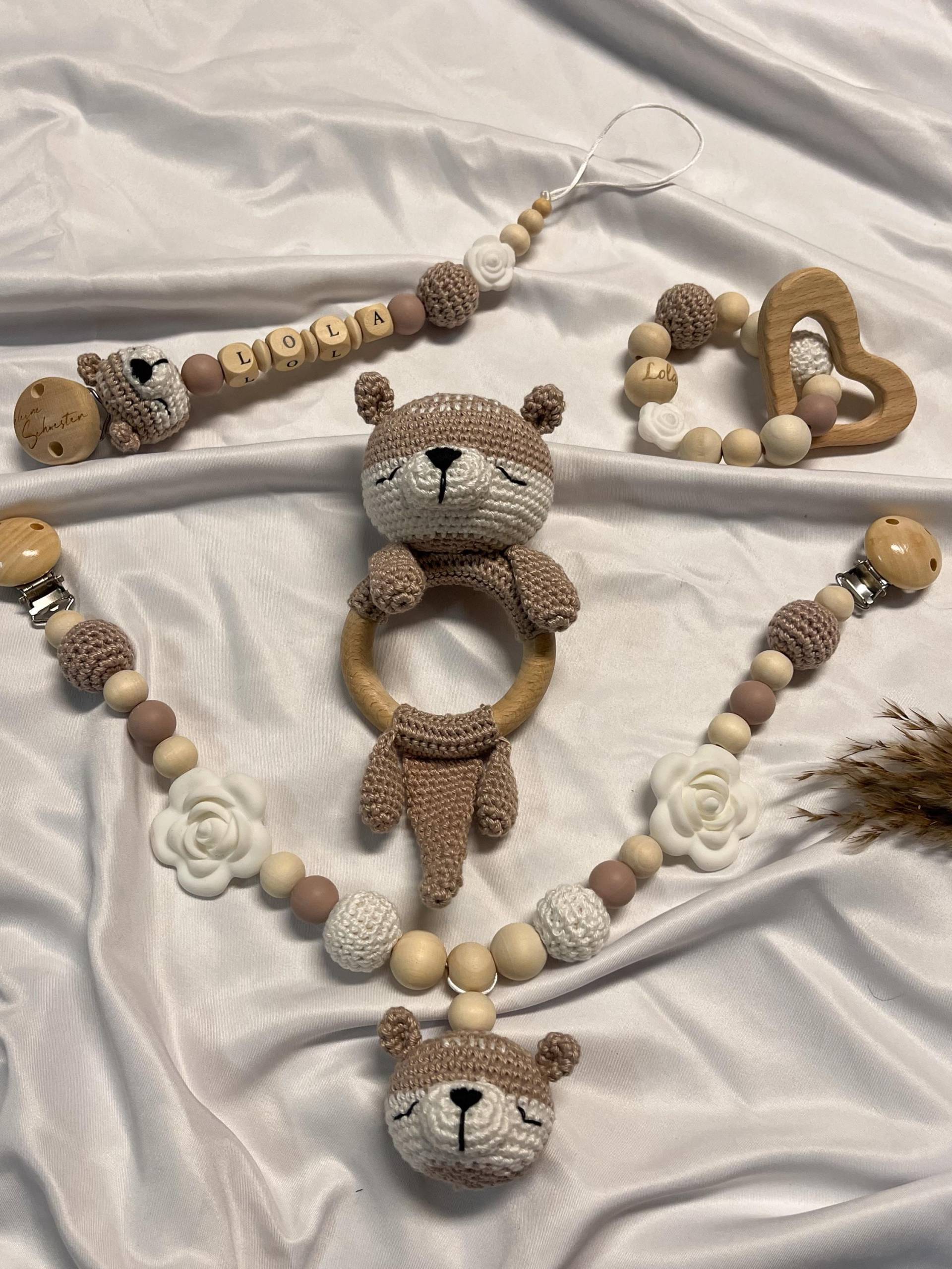Handgemachtes Otter-Set | Kinderwagenkette & Rassel Personalisierbar Mit Namen Geschenk Geburt, Otter Gehäkelt von Etsy - WunderherzchenbyAnja