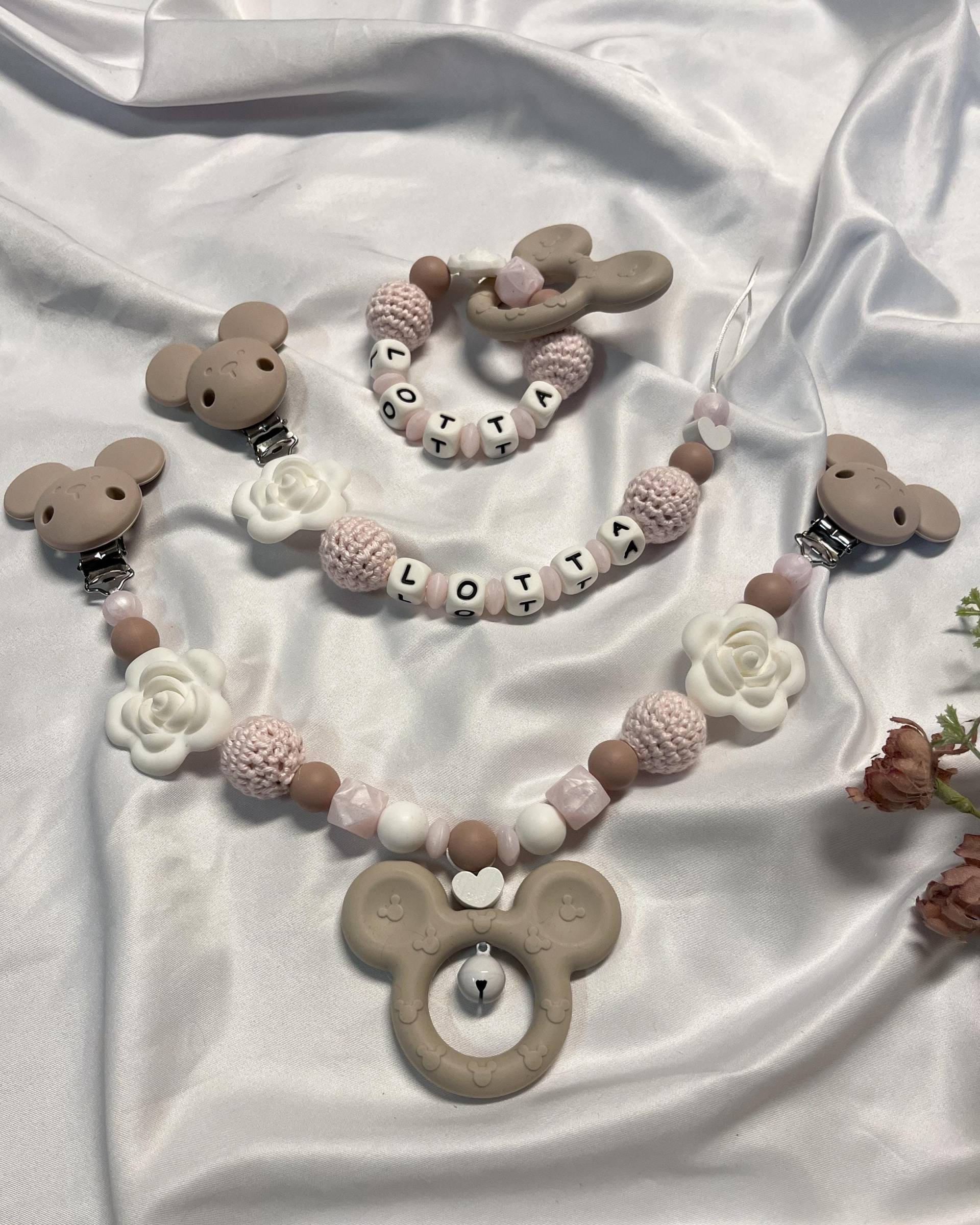 Schnullerkette Mit Wunschnamen, Personalisiert , Kinderwagenkette, Micky Maus, Geschenk Babyparty, Set, Personalisierbar von Etsy - WunderherzchenbyAnja
