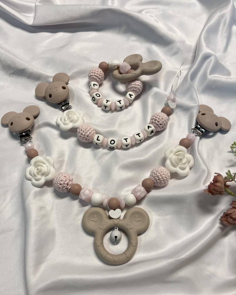 Schnullerkette Mit Wunschnamen, Personalisiert , Kinderwagenkette, Micky Maus, Geschenk Babyparty, Set, Personalisierbar von Etsy - WunderherzchenbyAnja