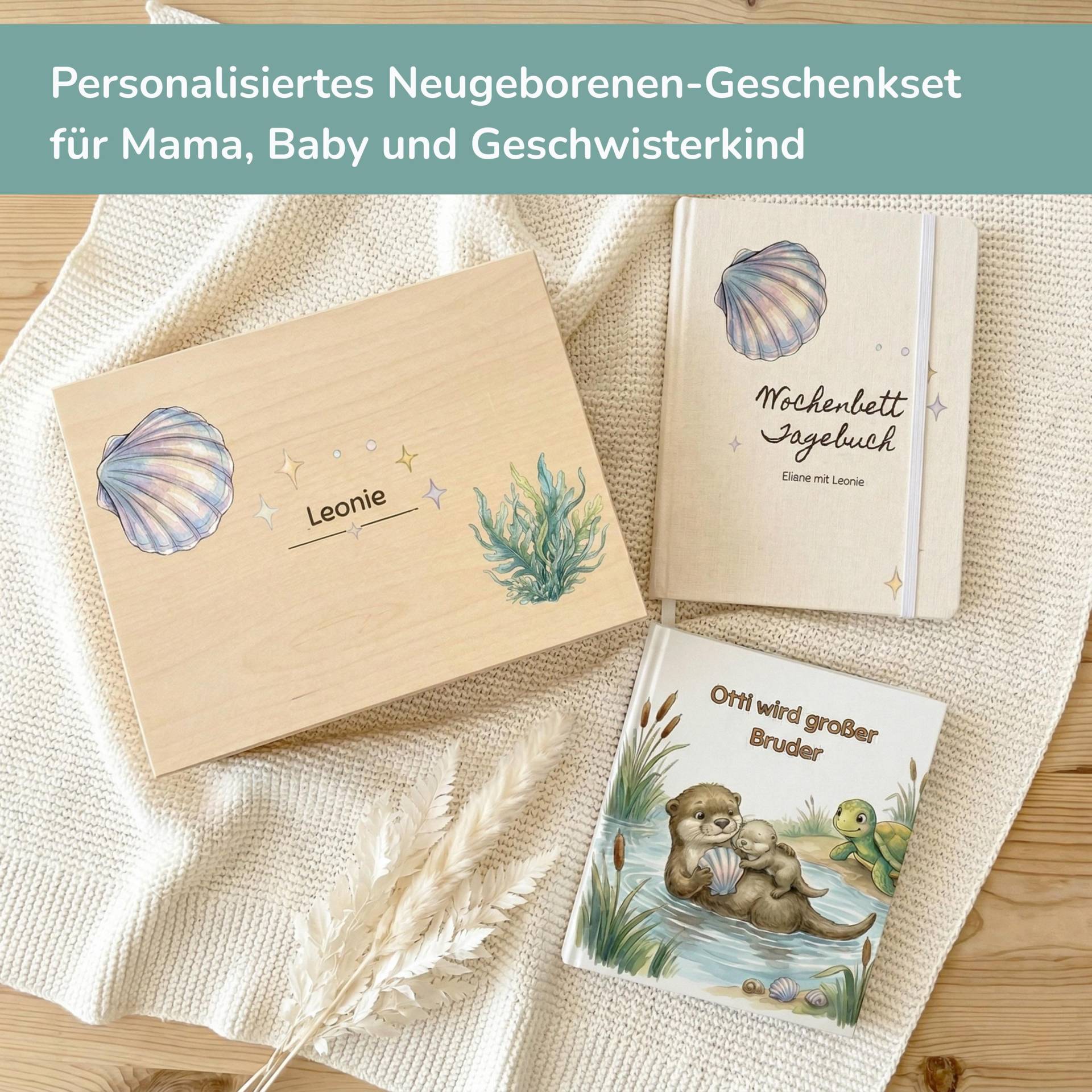 Personalisiertes Neugeborenen Geschenkset Zur Geburt | Erinnerungskiste, Wochenbett Tagebuch, Geschwisterbuch Geschenk Für Mama & Baby von Etsy - WunderweltDE