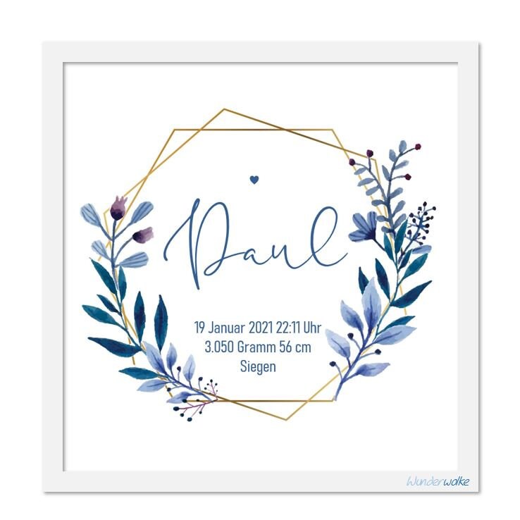 Bild Geburtsanzeige Geburtsdaten Poster Personalisiert Geburtsgeschenk Baby Namen Blumenkranz Auch Als Pdf von Etsy - WunderwolkeShop