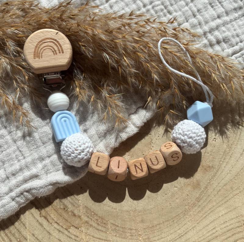 Schnullerkette Mit Namen Junge I Baby Geschenk Personalisiert Geburt Regenbogen von Etsy - Wunschzimmerchen