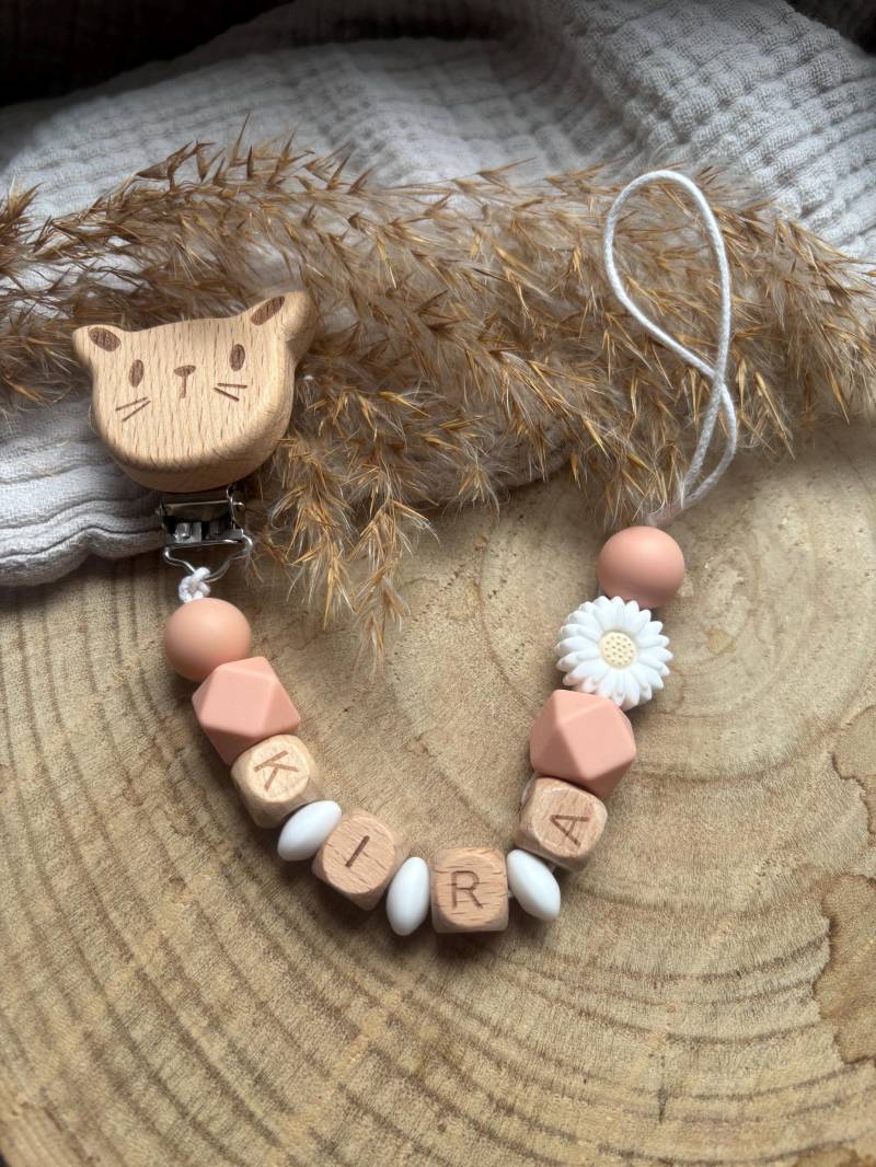 Personalisierte Schnullerkette Mit Namen Aus Holz & Silikon | Mädchen I Baby Geschenk Geburt Blume von Etsy - Wunschzimmerchen
