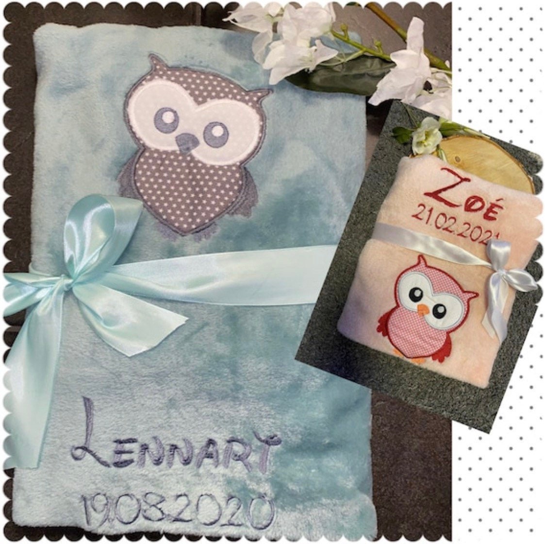Babydecke „ Kleine Eule Minel" Personalisierbar Mit Namen Und Weiteren Daten - Decke Babydecke „ Kleine Eule Minel" Personalisierbar Mit Namen Und Weiteren Daten - Decke von Etsy - Wuselwind