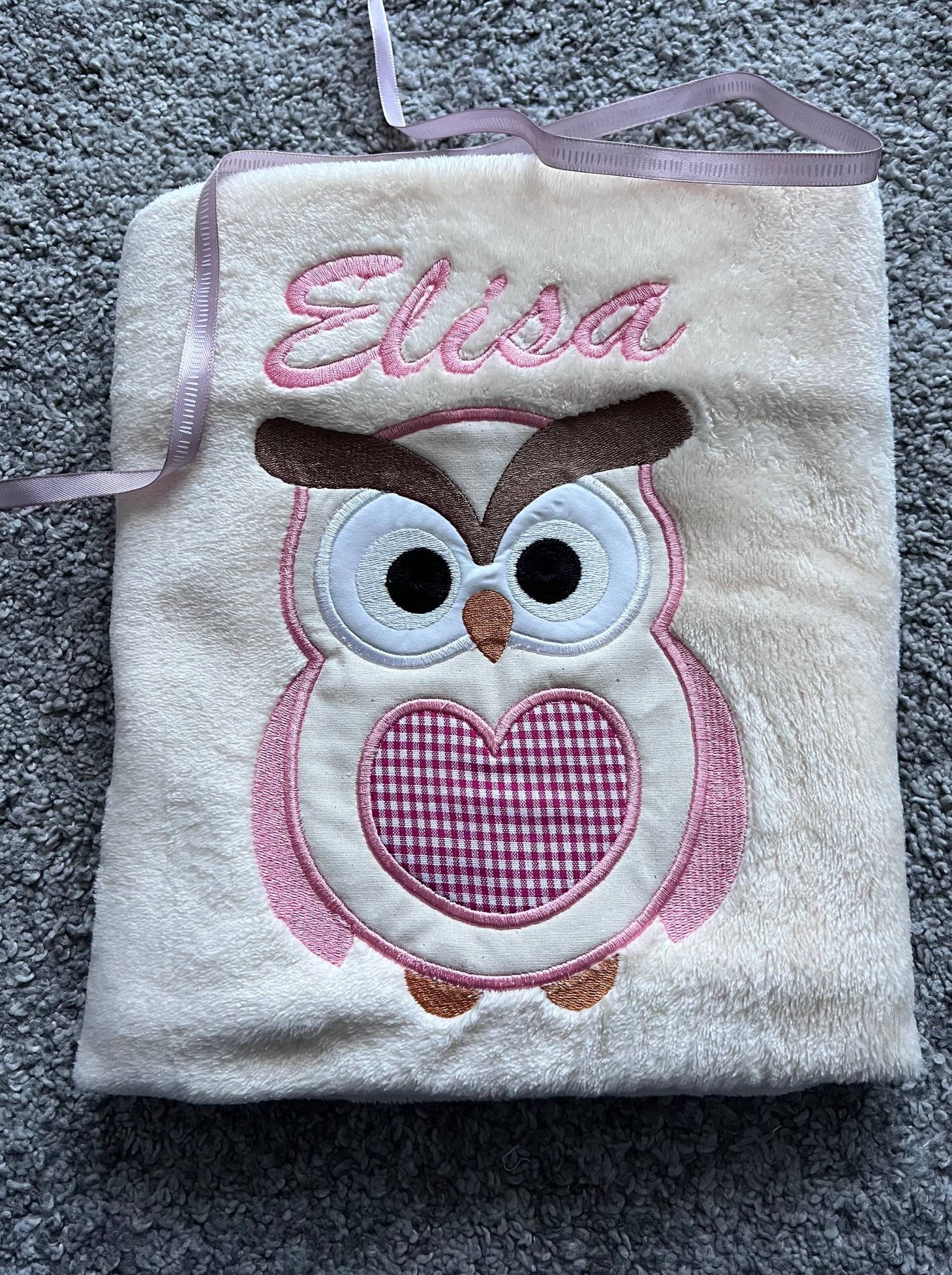 Babydecke „ Kleine Eule" Personalisierbar Mit Namen Und Weiteren Daten - Decke von Etsy - Wuselwind