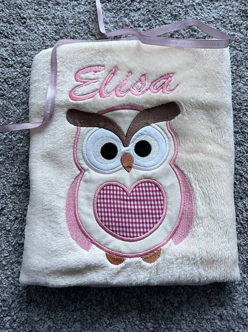 Babydecke „ Kleine Eule" Personalisierbar Mit Namen Und Weiteren Daten - Decke von Etsy - Wuselwind