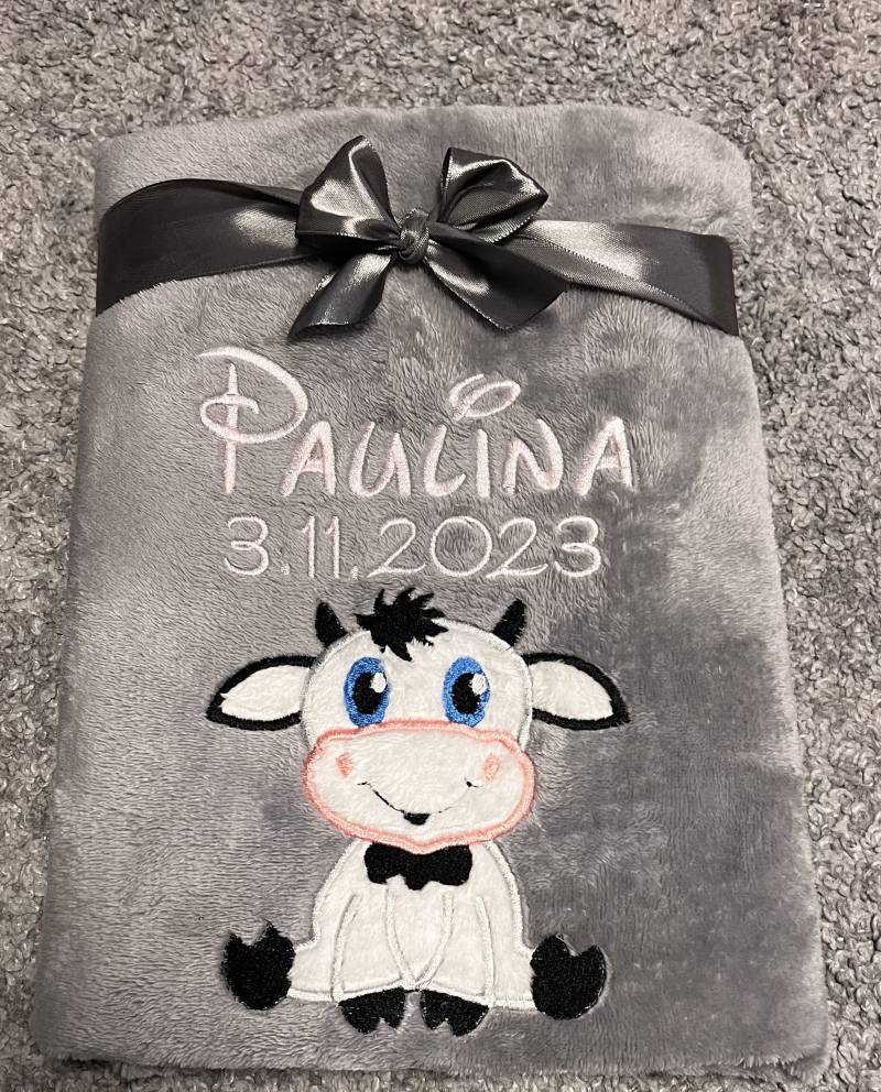 Babydecke „ Kleine Kuh Muh" Personalisierbar Mit Namen Und Weiteren Daten - Decke von Etsy - Wuselwind