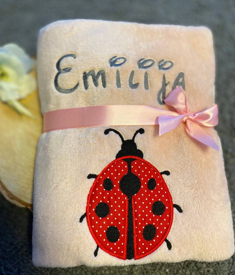 Babydecke „ Marienkäferchen " Personalisierbar Mit Namen Und Weiteren Daten - Decke von Etsy - Wuselwind
