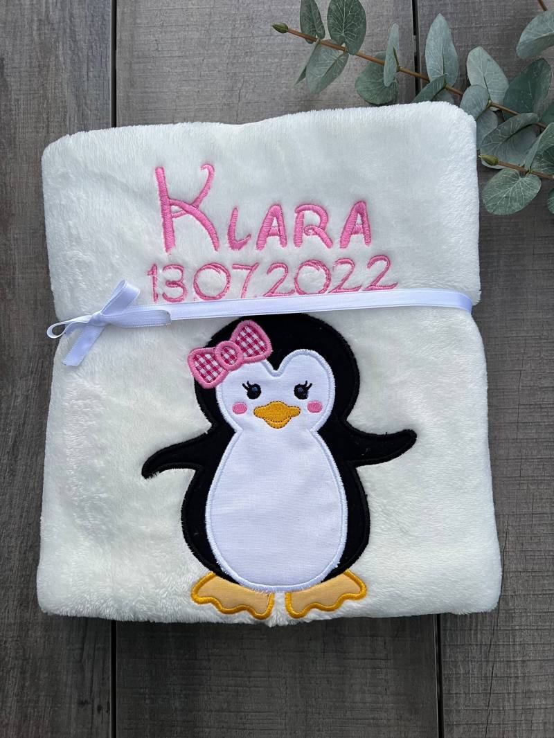 Babydecke „Kleiner Pinguin" Personalisierbar Mit Namen Und Weiteren Daten - Decke von Etsy - Wuselwind