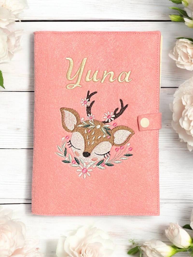 U-Heft Hülle „Kleines Reh" Und Rosa Personalisierbar Mit Namen Geburtsdatum - Untersuchungsheft von Etsy - Wuselwind