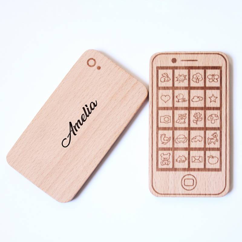 Natürlicher Holz Beißring, Telefon Baby, Kind, Spielzeug, Holzspielzeug, Pretend Play Iphone, Baby Sicher von Etsy - YaseminGiftsCo