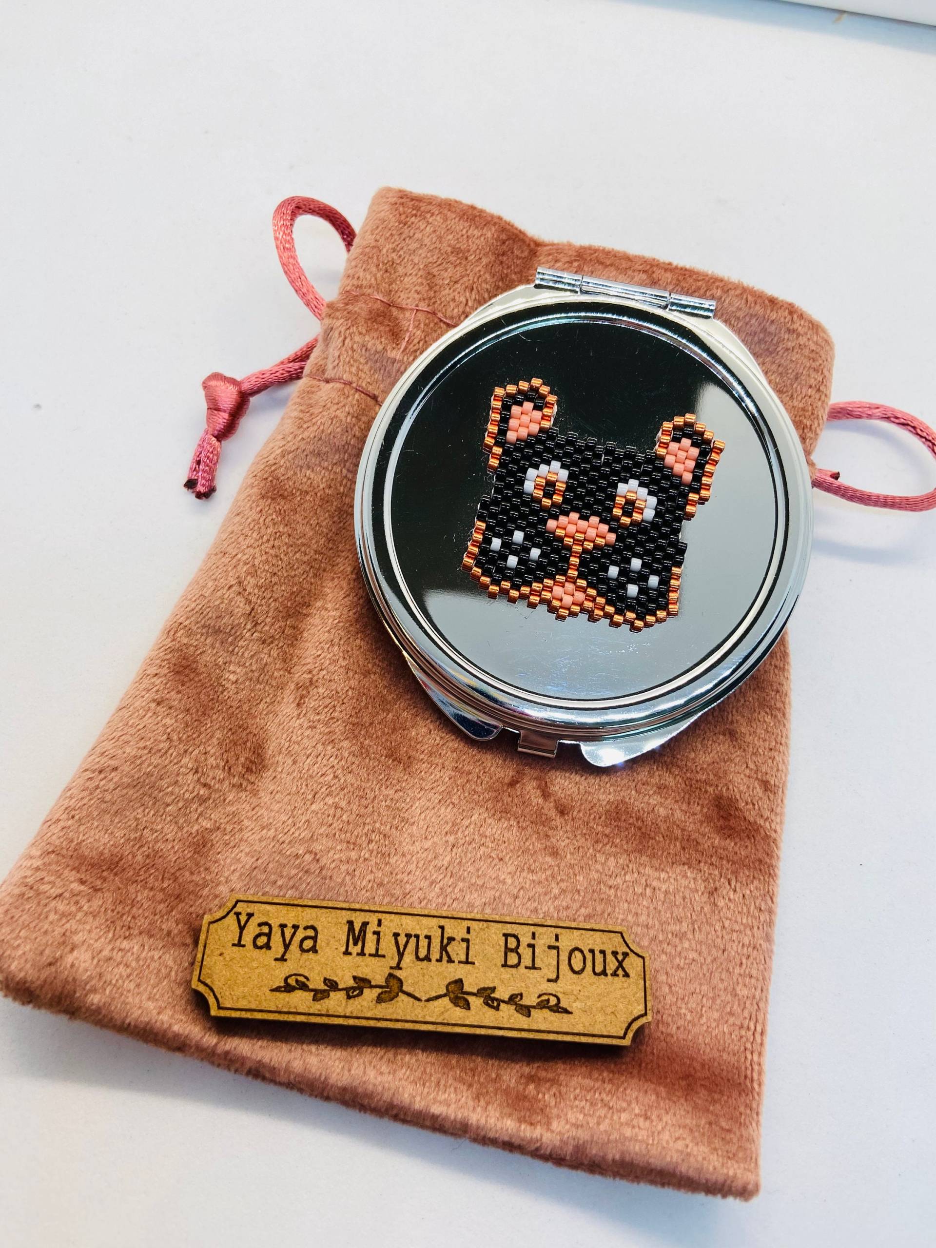 Kompaktspiegel Mit Bulldogge-Motiv/Handgewebte Miyuki-Perlen Einzigartiges Design von Etsy - YayaMiyuki