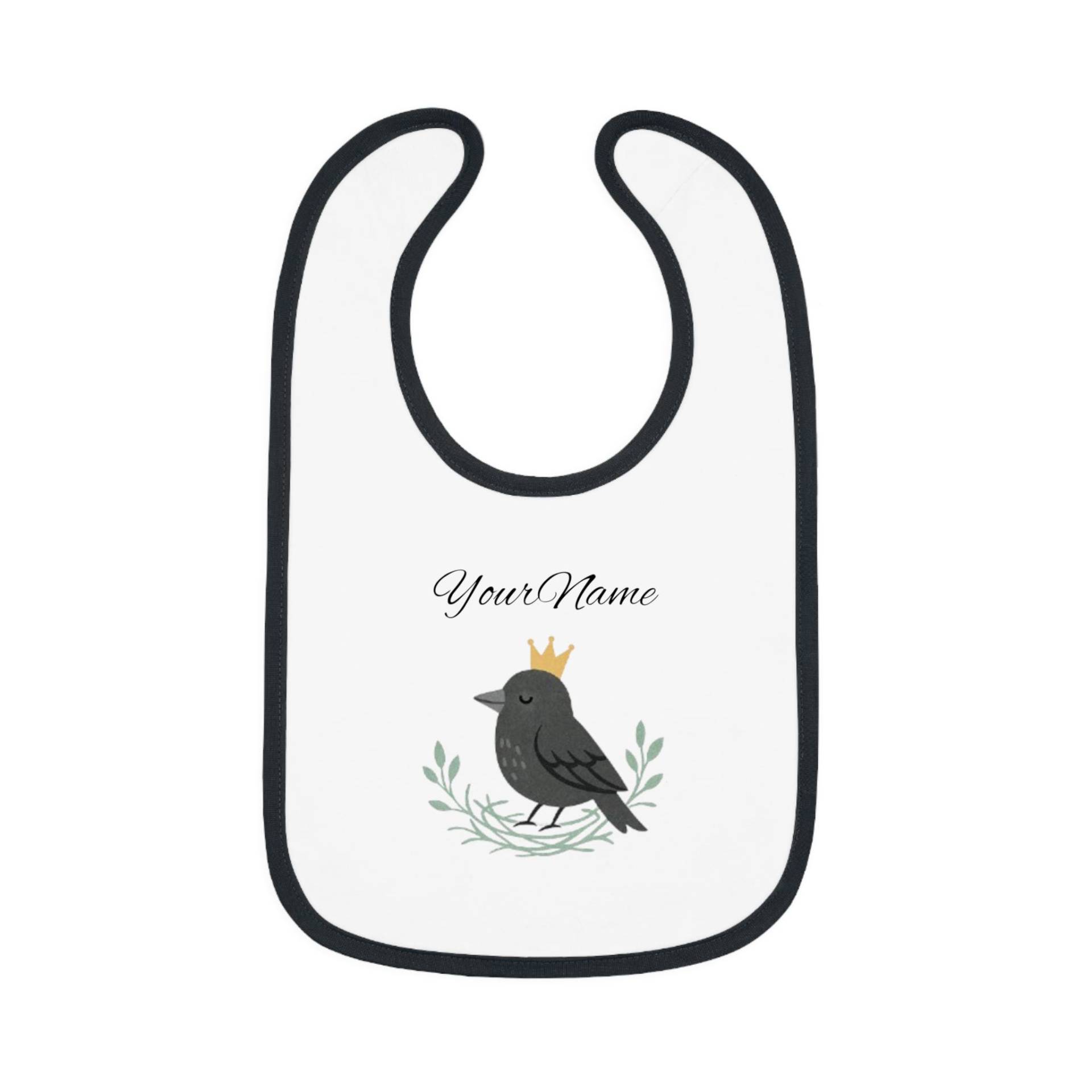Personalized Baby Bib With Crown Design, Cute Bird Bib, Newborn Gift, Infant Feeding Accessory, Lätzchen, Baby, Personalisierbar von Etsy - YourRavensworld
