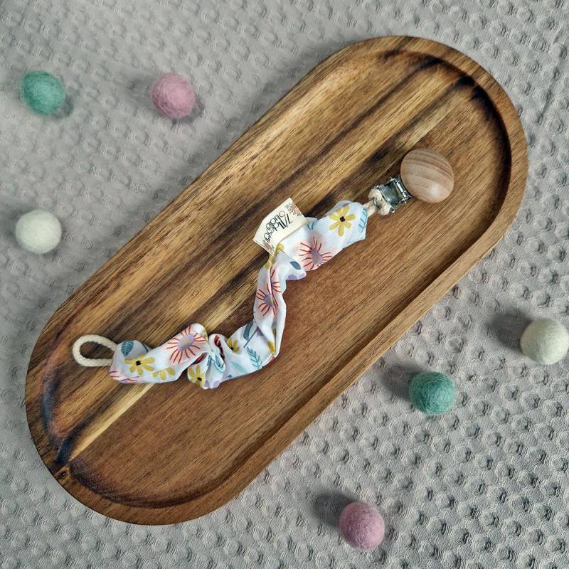 Schnullerkette - Blumengarten Babygeschenk Bunter Baumwollstoff Blümchen von Etsy - YulisNarnia