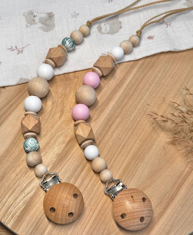 Schnullerkette | Viele Versch. Farben Baby Mädchen Jungen Holzperlen Silikonperlen Geschenk Geburt Taufe von Etsy - ZartuZauberhaft