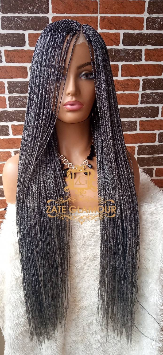 Micro Twist, Geflochtene Perücke, Knotenlose Handgemachte Graue von Etsy - Zateglamourhair