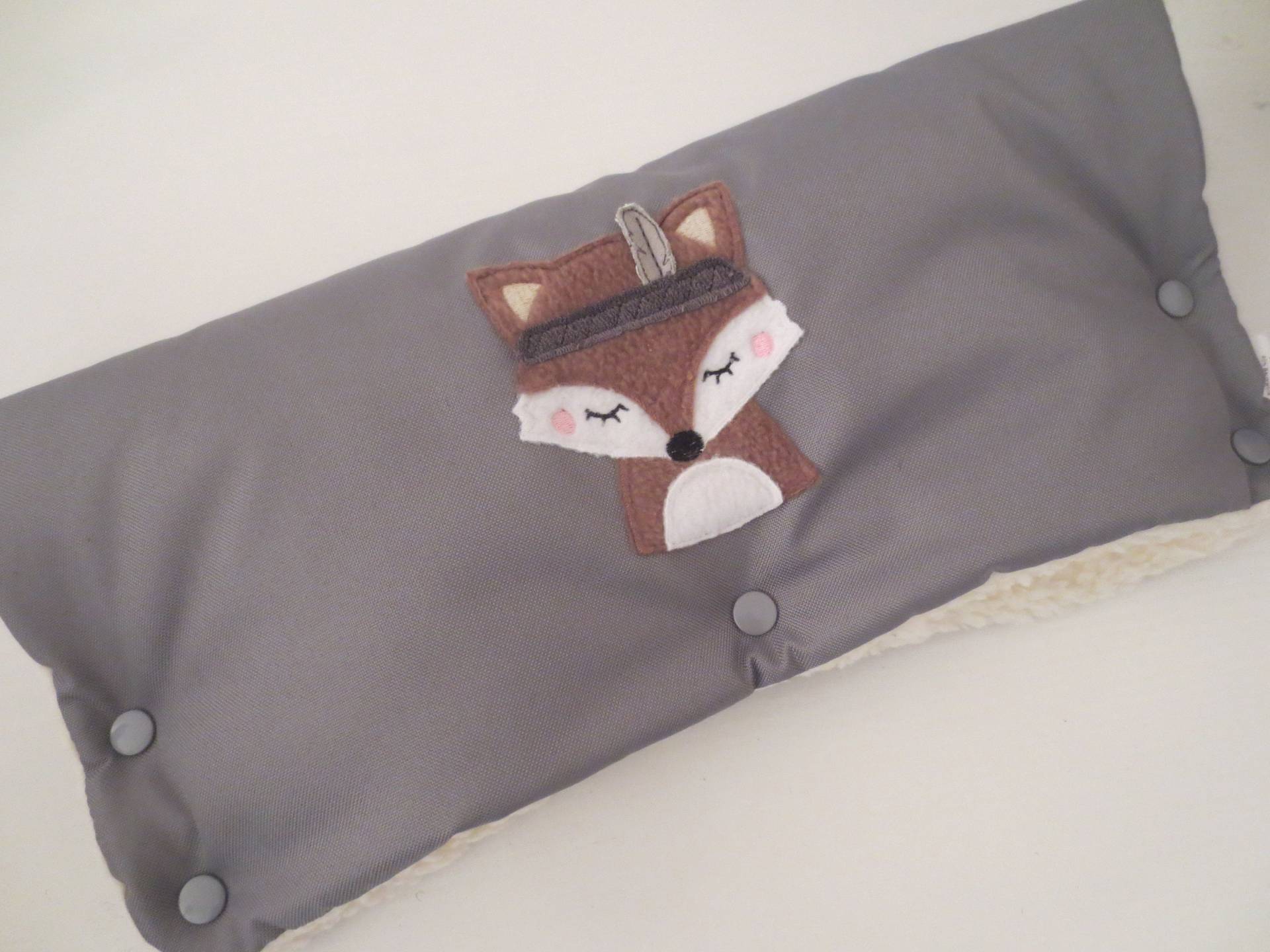 Kinderwagenmuff Wasserabweisend Handwärmer Muff Grau "Fuchs" von Etsy - ZauberwerkemitHerz