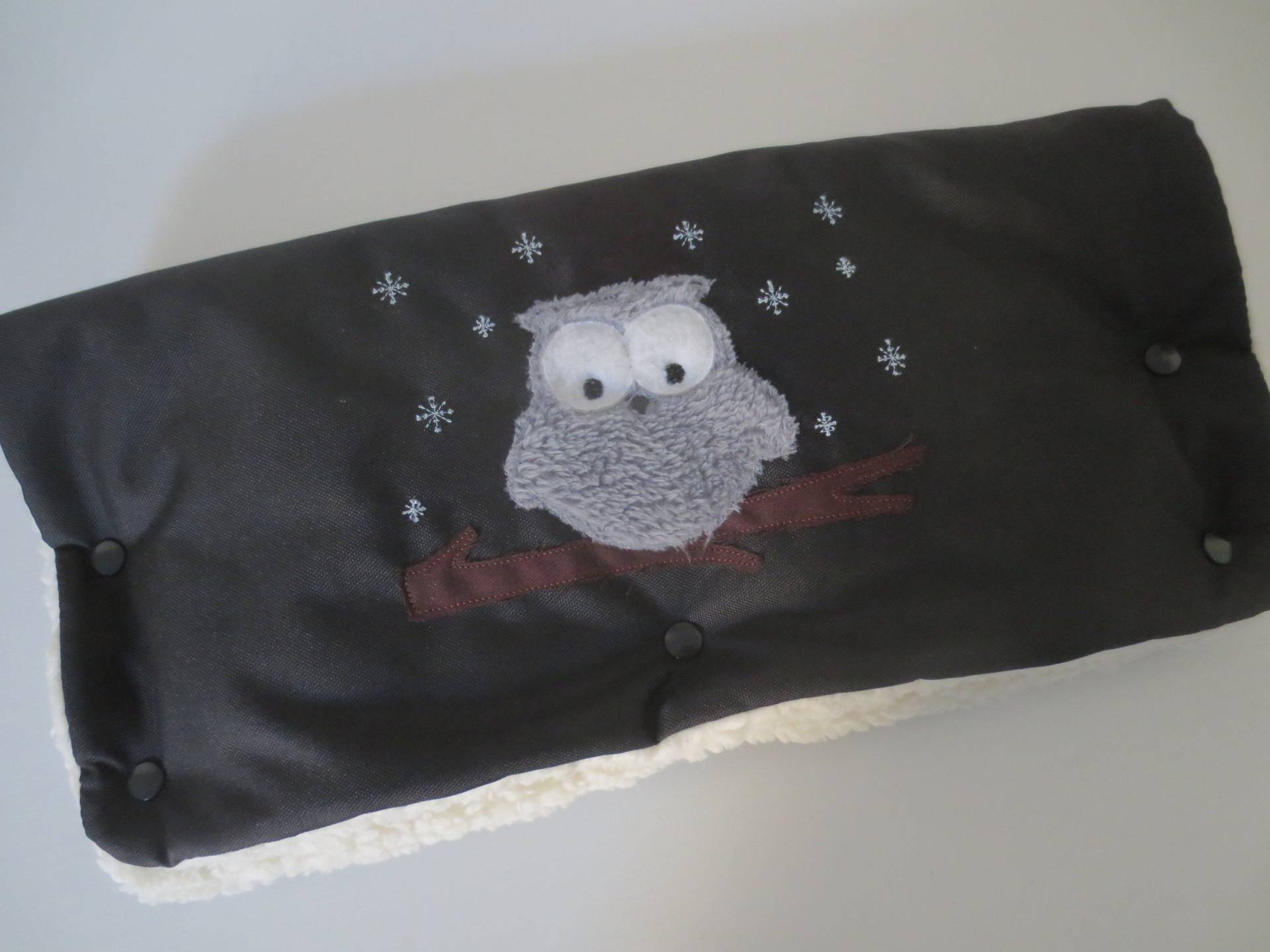 Kinderwagenmuff Wasserabweisend Handwärmer Muff Schwarz "Eule" von Etsy - ZauberwerkemitHerz