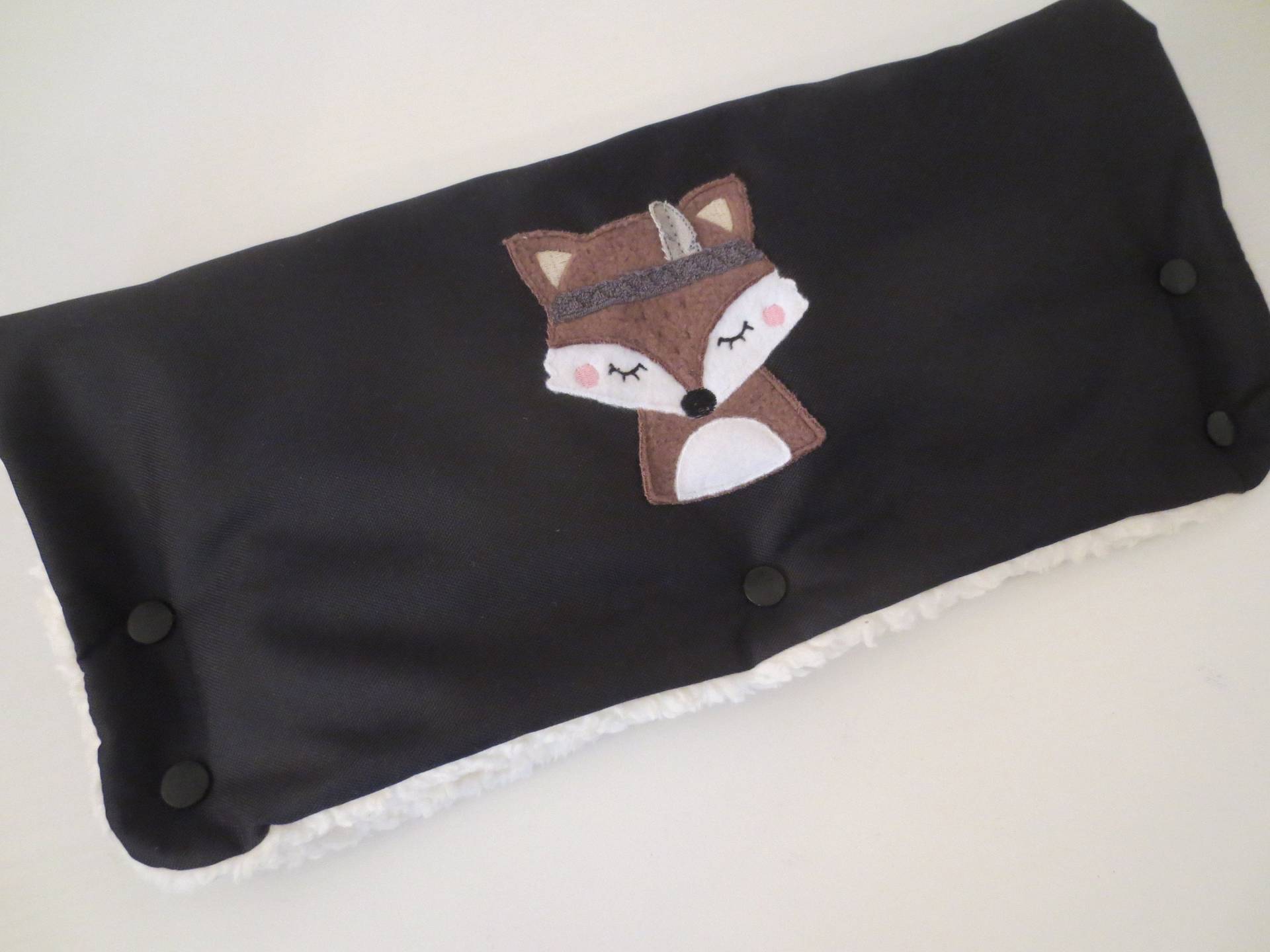 Kinderwagenmuff Wasserabweisend Handwärmer Muff Schwarz "Fuchs" von Etsy - ZauberwerkemitHerz
