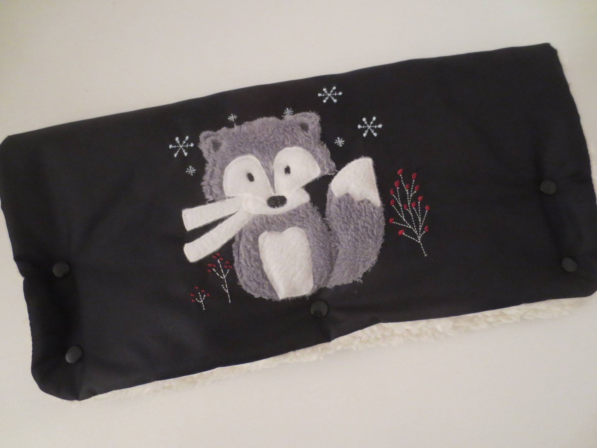 Kinderwagenmuff Wasserabweisend Handwärmer Schwarz "Fuchs" von Etsy - ZauberwerkemitHerz