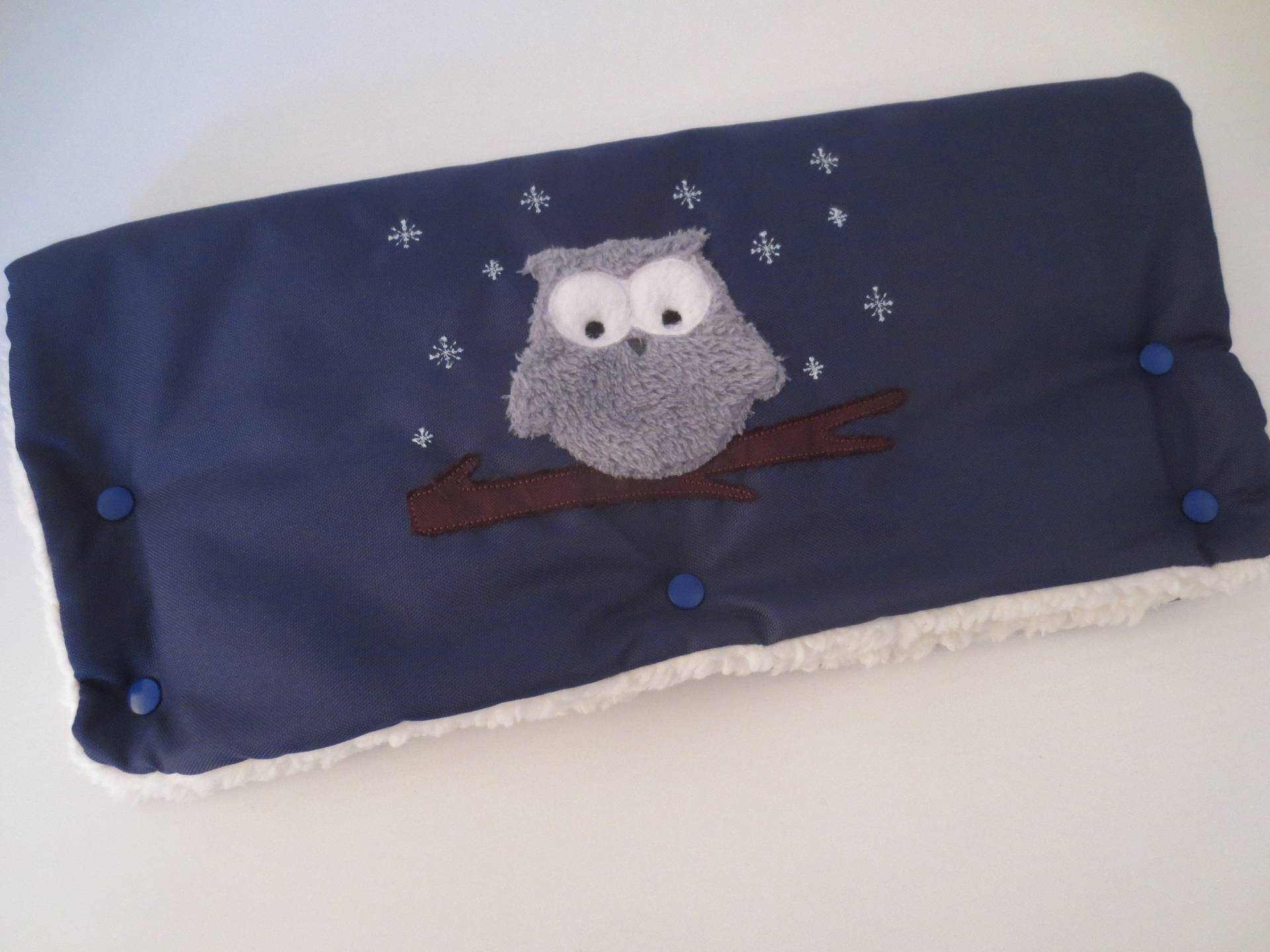 Kinderwagenmuff Wasserabweisend Muff Handwärmer Dunkelblau "Eule" von Etsy - ZauberwerkemitHerz