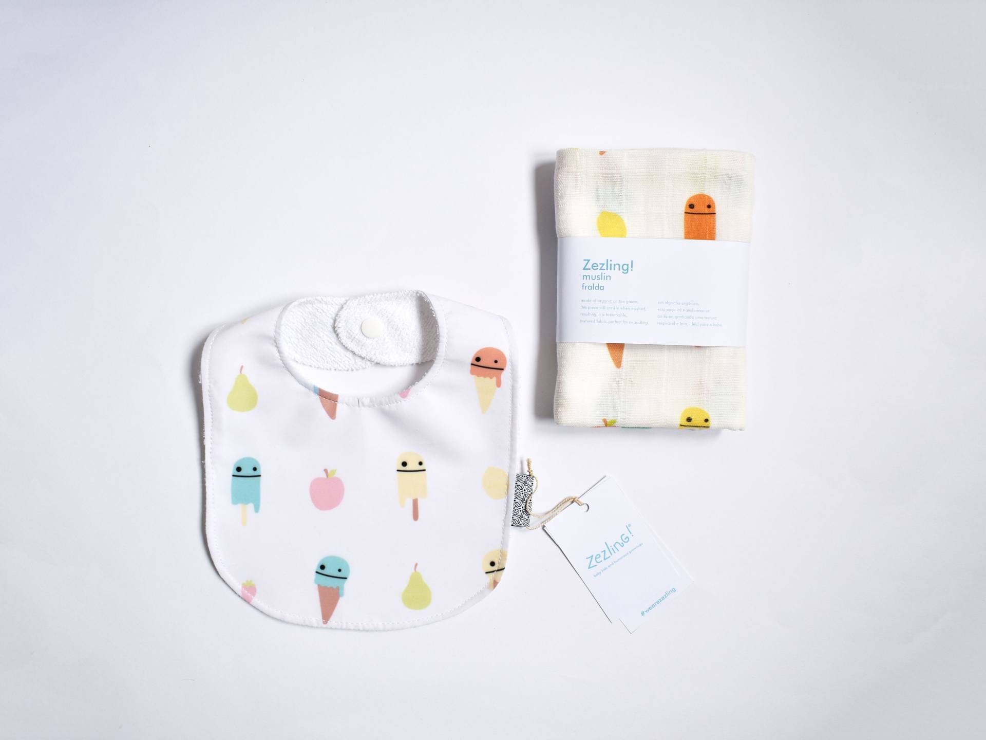 Musselin Quadrat Und Lätzchen Geschenkset Für Neugeborene | Eiscreme Obst Babypartygeschenk Mit Wasserfestem Spucktuch Baby Born Geschenkidee von Etsy - Zezling