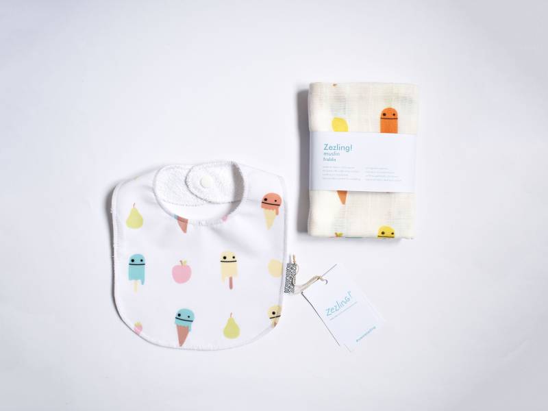 Musselin Quadrat Und Lätzchen Geschenkset Für Neugeborene | Eiscreme Obst Babypartygeschenk Mit Wasserfestem Spucktuch Baby Born Geschenkidee von Etsy - Zezling
