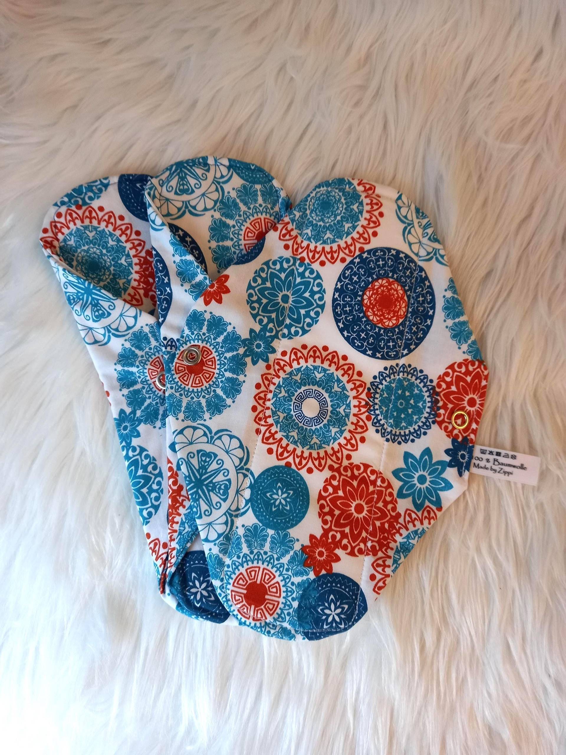 Binden Im 3Er Set Mit Oder Ohne Pu Schicht Ethno Style Mandala Orange Blau Zero Waste von Etsy - ZippisNaehatelier