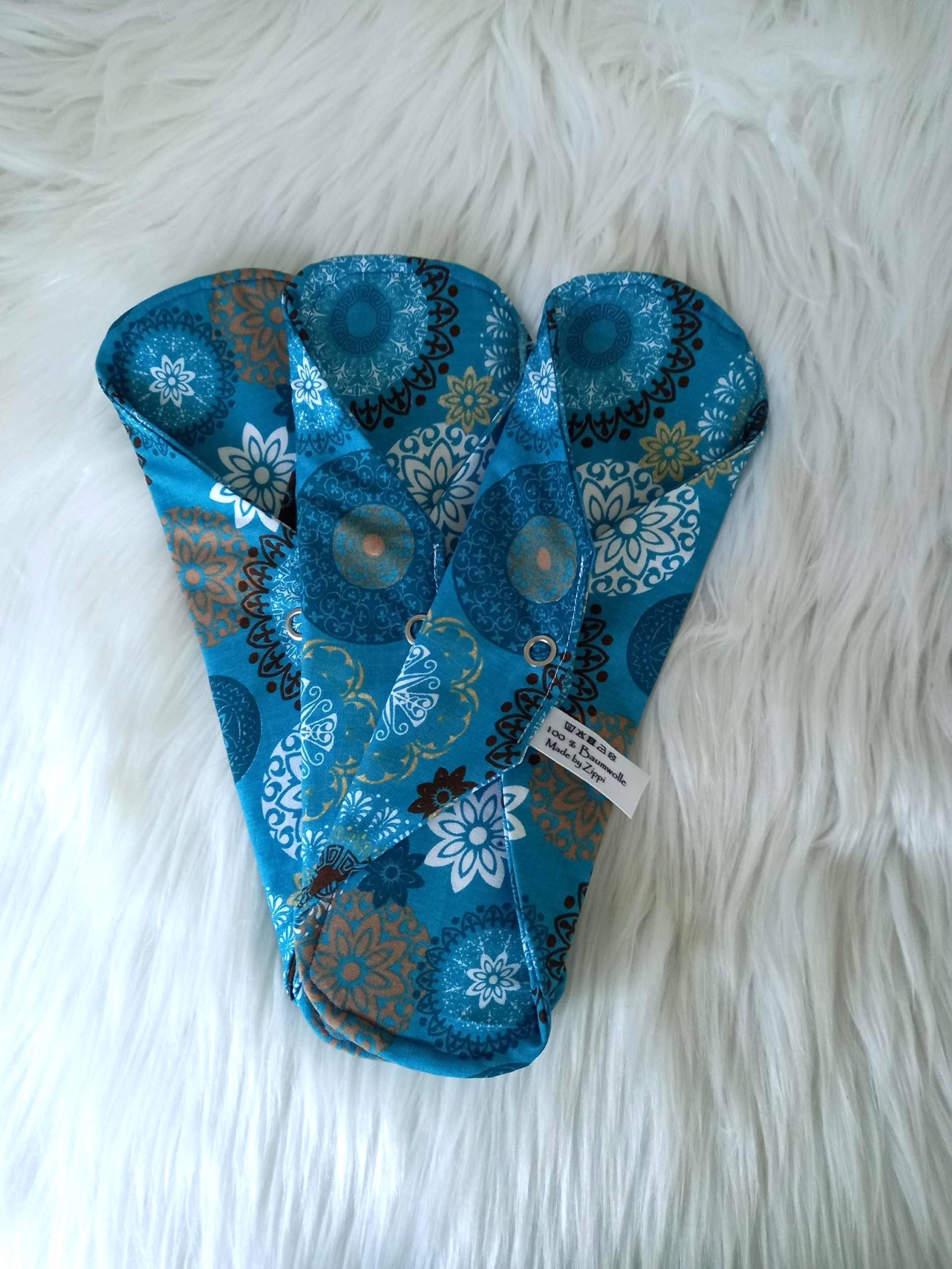 Binden Im 3Er Set Mit Oder Ohne Pu Schicht Mandala Petrol Blau Zero Waste von Etsy - ZippisNaehatelier