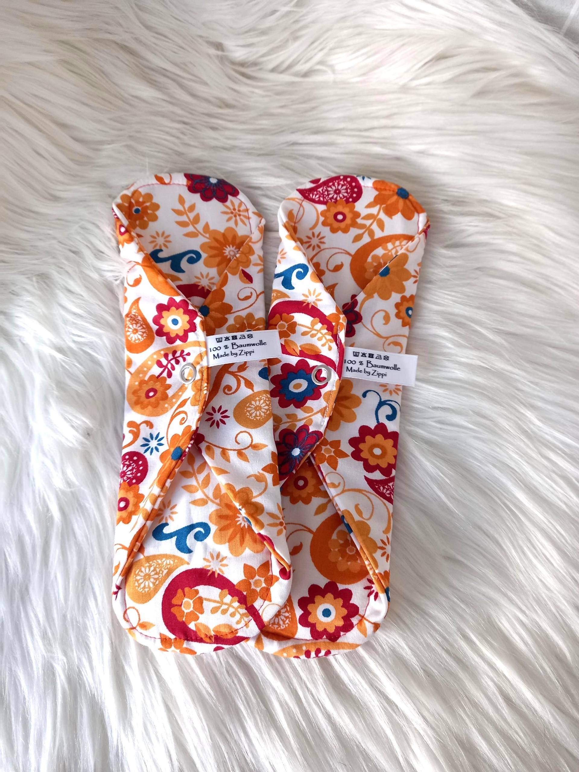 Binden Im 3Er Set Mit Oder Ohne Pu Schicht Paisley Rot Orange Zero Waste von Etsy - ZippisNaehatelier