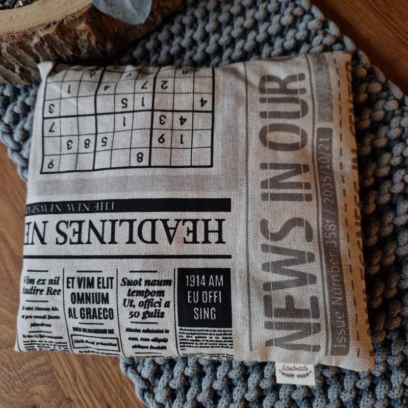 Kirschkernkissen Körnerkissen Wärmekissen Grau Zeitungsmotiv Geschenkidee Kissen Mit Bezug Oder Nur Ersatzbezug von Etsy - Zwergennaehstube